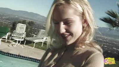 Two Babes in Bikinis Get Interviewed and Bang by the Pool for the Camera