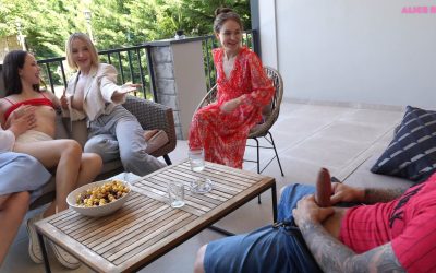 Cute Young Girl Publicly Fucked by an Italian Guy with a Huge Cock on a Summer Patio!