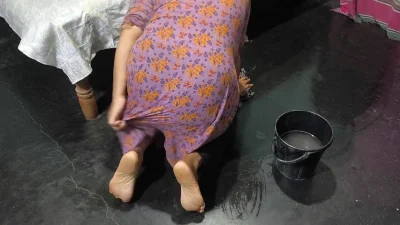 My aunty is cleaning the house and I hugged my step aunty